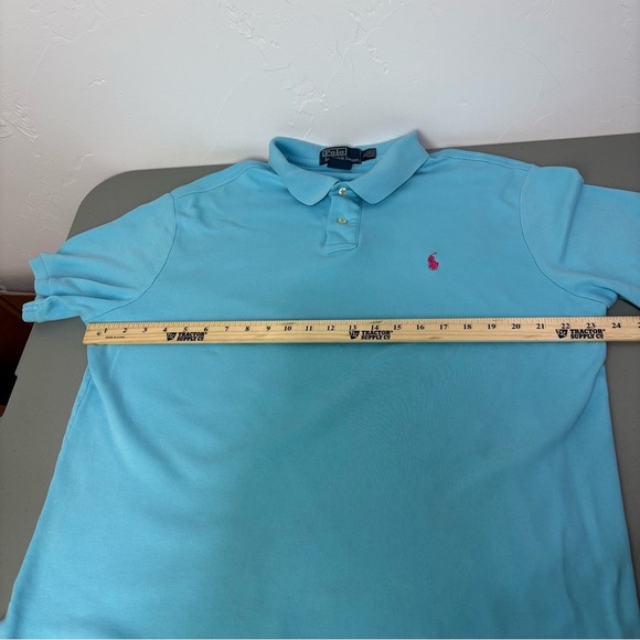 Polo Ralph Lauren VTG Y2K Custom Fit Short Sleeve Shirt Men's XL Blue Pink Pony - Picture 6 of 7